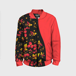 Бомбер детский Хохлома Русская роспись, цвет: 3D-красный