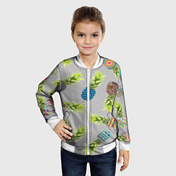Бомбер детский Узорные ананасы, цвет: 3D-белый — фото 2