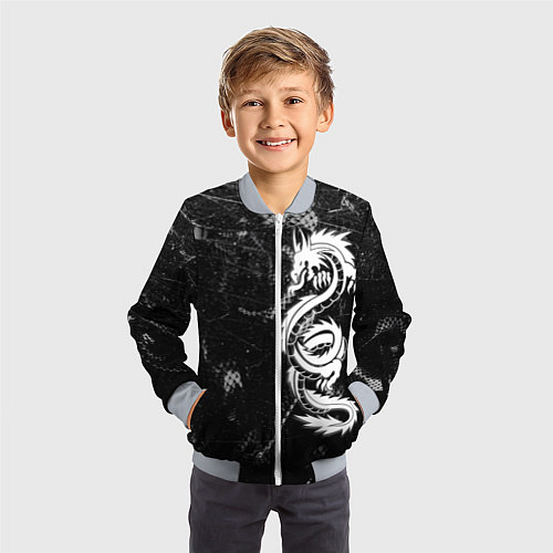 Детский бомбер Китайский Дракон Чб Dragon Snake / 3D-Серый – фото 3