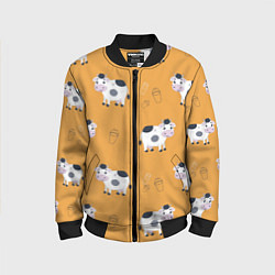 Бомбер детский Веселые коровки с ведрами молока, цвет: 3D-черный
