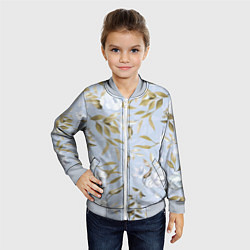 Бомбер детский Цветы Золотые Листья, цвет: 3D-серый — фото 2