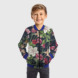 Бомбер детский Цветы Розовые, цвет: 3D-синий — фото 2