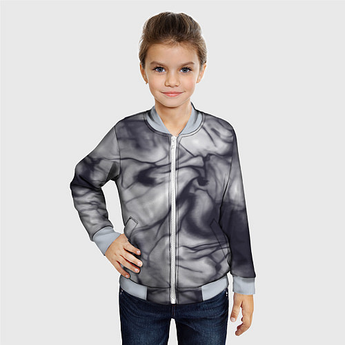 Детский бомбер Бело-черный тай-дай / 3D-Серый – фото 4
