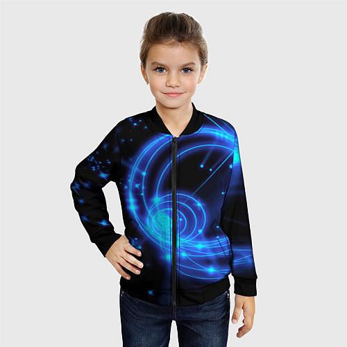 Детский бомбер Неоновый космос Neon space / 3D-Черный – фото 4