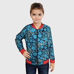 Бомбер детский Поле синих цветов, цвет: 3D-красный — фото 2