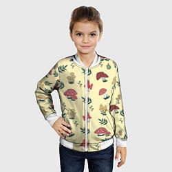 Бомбер детский Mushroom, грибы- грибочки, цвет: 3D-белый — фото 2