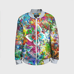 Детский бомбер Яркое безумие Бабочки, кляксы, граффити