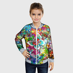 Бомбер детский Яркое безумие Бабочки, кляксы, граффити, цвет: 3D-серый — фото 2