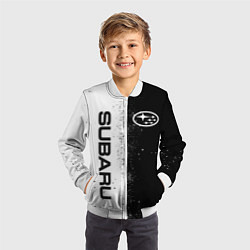 Бомбер детский СУБАРУ - SUBARU ЧЕРНО БЕЛЫЕ БРЫЗГИ КРАСКА, цвет: 3D-белый — фото 2