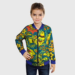 Бомбер детский Хохломская Роспись Две Птицы, цвет: 3D-синий — фото 2