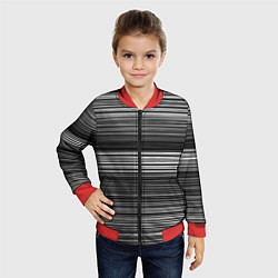 Бомбер детский Black and white thin stripes Тонкие полосы, цвет: 3D-красный — фото 2