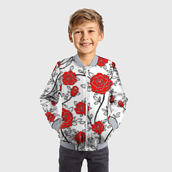 Бомбер детский BEAUTIFUL RED ROSES, цвет: 3D-серый — фото 2