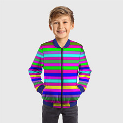 Бомбер детский Multicolored neon bright stripes, цвет: 3D-синий — фото 2