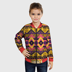Бомбер детский Африканский узор орнамент из шерсти Africa Wool Pa, цвет: 3D-красный — фото 2