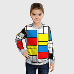 Бомбер детский Texture of squares rectangles, цвет: 3D-серый — фото 2