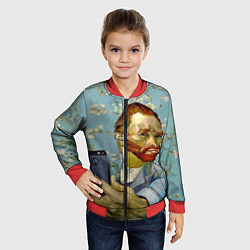 Бомбер детский Ван Гог Селфи - Арт Портрет, цвет: 3D-красный — фото 2