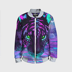 Детский бомбер Светящийся неоновый тигр