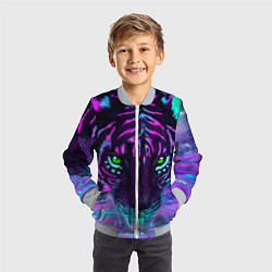 Бомбер детский Светящийся неоновый тигр, цвет: 3D-серый — фото 2