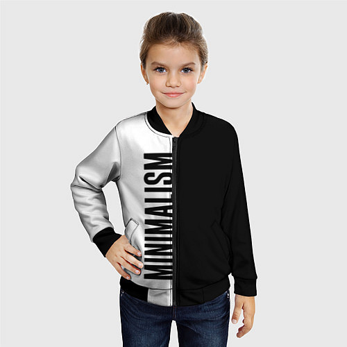 Детский бомбер MINIMALISM - BLACK AND WHITE / 3D-Черный – фото 4