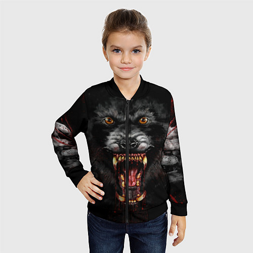Детский бомбер Злой волк с открытой пастью / 3D-Черный – фото 4
