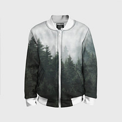 Бомбер детский Туманный хвойный лес, цвет: 3D-белый