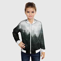Бомбер детский Туманный хвойный лес, цвет: 3D-белый — фото 2