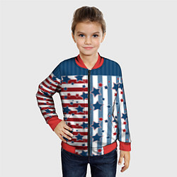Бомбер детский Blue stars on a striped pattern, цвет: 3D-красный — фото 2