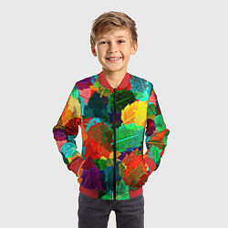 Бомбер детский Colored leaves, цвет: 3D-красный — фото 2