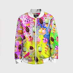 Бомбер детский Вкусные Мороженки, цвет: 3D-белый