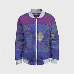 Бомбер детский Combined burgundy-blue pattern with patchwork, цвет: 3D-серый