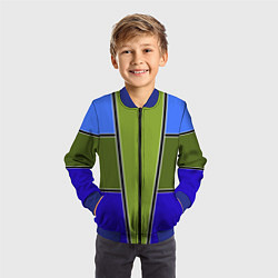 Бомбер детский Зелено- синий геометрический дизайн, цвет: 3D-синий — фото 2