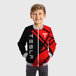 Бомбер детский Тесла - Красная абстракция, цвет: 3D-серый — фото 2