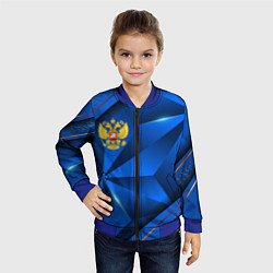 Бомбер детский Герб РФ на синем объемном фоне, цвет: 3D-синий — фото 2
