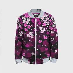 Бомбер детский Маленькие розовые цветочки, цвет: 3D-серый