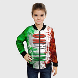Бомбер детский Флаг Италии - кляксы, цвет: 3D-черный — фото 2