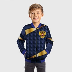 Бомбер детский Золотой герб России на объемном синим фоне, цвет: 3D-синий — фото 2