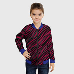Бомбер детский Модный полосатый красно- черный узор Зебра, цвет: 3D-синий — фото 2