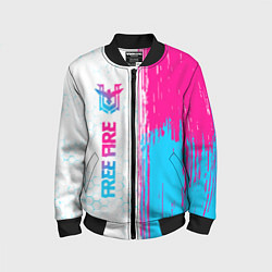 Детский бомбер Free Fire neon gradient style: по-вертикали