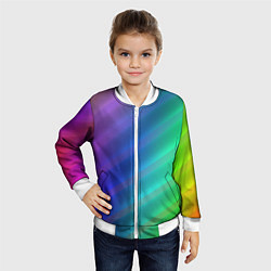Бомбер детский Полосы всех цветов радуги, цвет: 3D-белый — фото 2