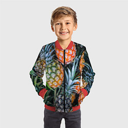 Бомбер детский Фон из ананасов, цвет: 3D-красный — фото 2