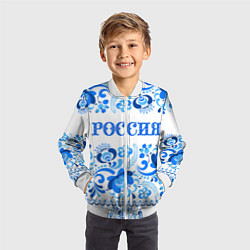 Бомбер детский РОССИЯ голубой узор, цвет: 3D-белый — фото 2