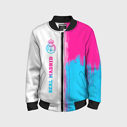 Бомбер детский Real Madrid neon gradient style: по-вертикали, цвет: 3D-черный