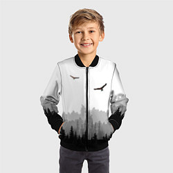 Бомбер детский Птицы над лесом, цвет: 3D-черный — фото 2
