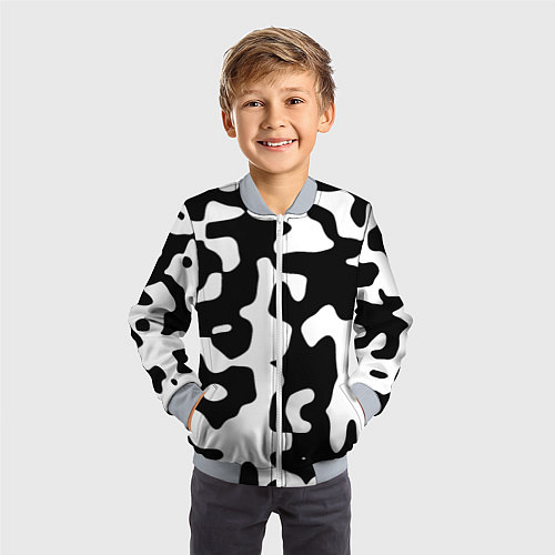 Детский бомбер Камуфляж Cowskin крупный / 3D-Серый – фото 3