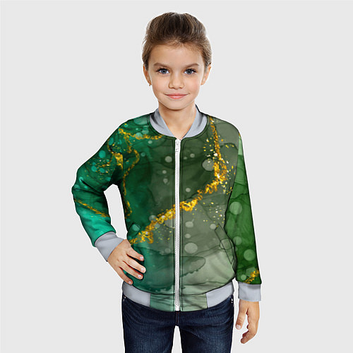 Детский бомбер Изумрудная фантазия / 3D-Серый – фото 4