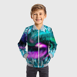 Бомбер детский Кристаллы и северное сияние, цвет: 3D-серый — фото 2
