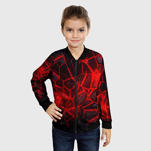 Детский бомбер Кристаллы в красных нитях / 3D-Черный – фото 4