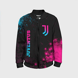 Бомбер детский Juventus - neon gradient: надпись, символ, цвет: 3D-черный