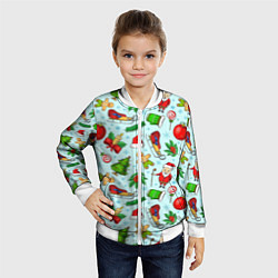 Бомбер детский Новогодний паттерн, цвет: 3D-белый — фото 2