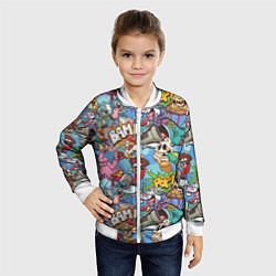 Бомбер детский Сумасшедший поп-арт, цвет: 3D-белый — фото 2